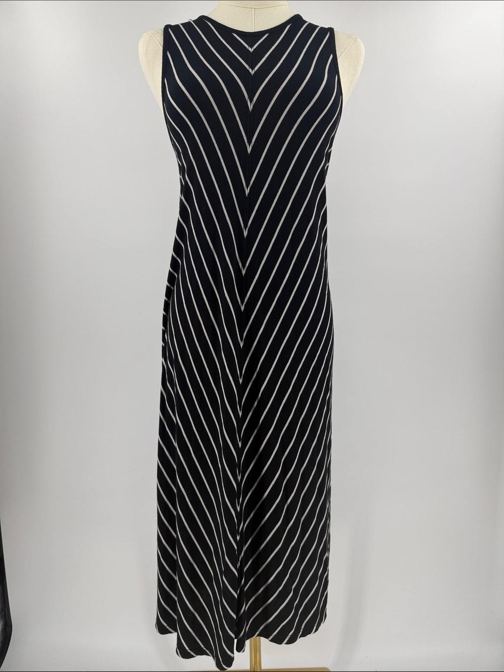 Black Maxi Dress with White Chevron Stripes